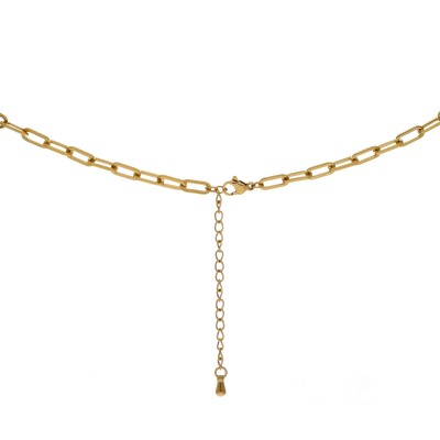 Naszyjnik stalowy z kwarcem różowym i listkami