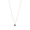 Naszyjnik stalowy złocony z okrągłą  zawieszką z ametystem na ażurowym łańcuszku