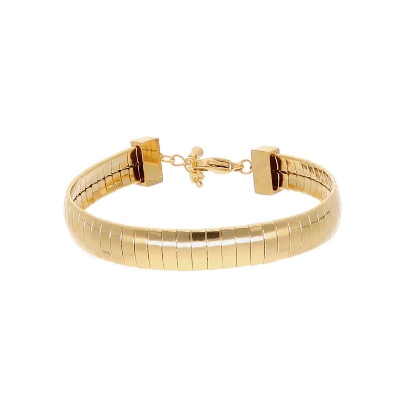 Bransoletka ze stali szlachetnej złocona szeroka pleciona