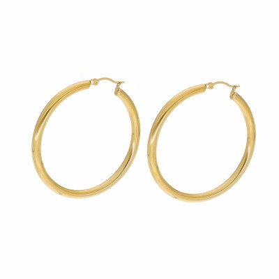 Kolczyki złocone ze stali szlachetnej gładkie kółka na widełkowym zapięciu