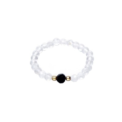 Pierścionek z kamieniem księżycowym i turmalinem