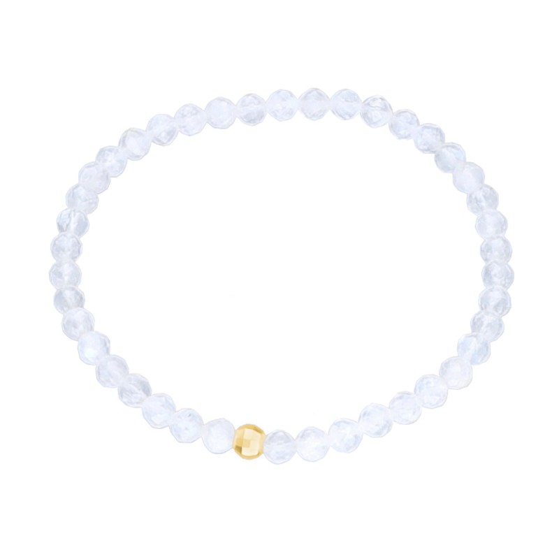 Bransoletka z kamieniem księżycowym i srebrnym koralikiem przekładana