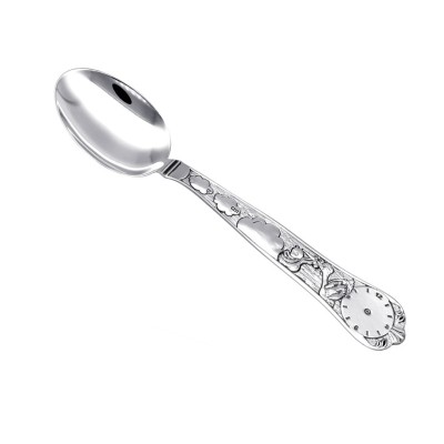 Łyżeczka posrebrzana z bocianem z dzieckiem