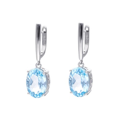 Kolczyki srebrne z topazem na angielskim zapięciu