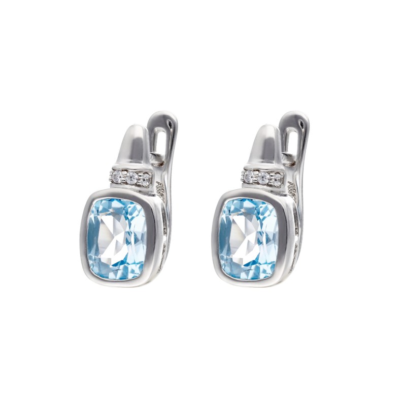 Kolczyki srebrne z topazem oraz cyrkoniami na zapięciu angielskim