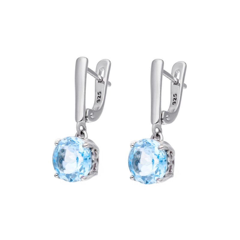 Kolczyki srebrne z topazem wiszące na zapięciu angielskim