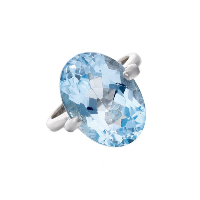 Pierścionek srebrny z dużym kamieniem centralnym topazem