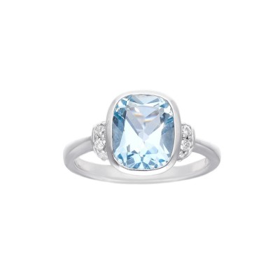 Pierścionek srebrny z topazem oraz cyrkoniami