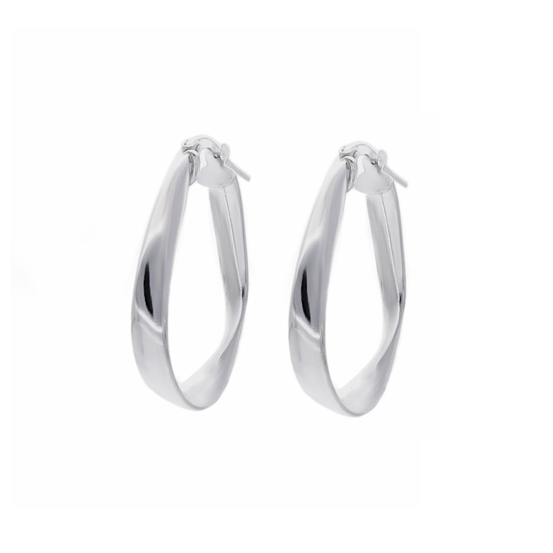 Kolczyki srebrne wiszące o owalnym skręconym kształcie