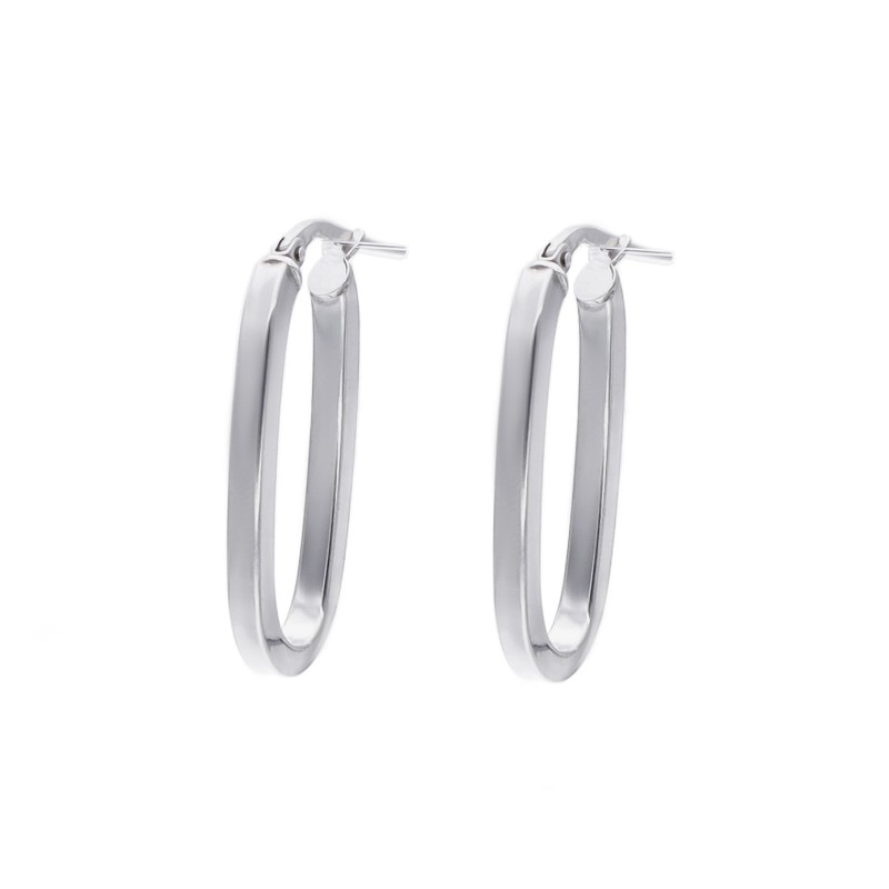 Kolczyki srebrne owalne na widełkowym zapięciu