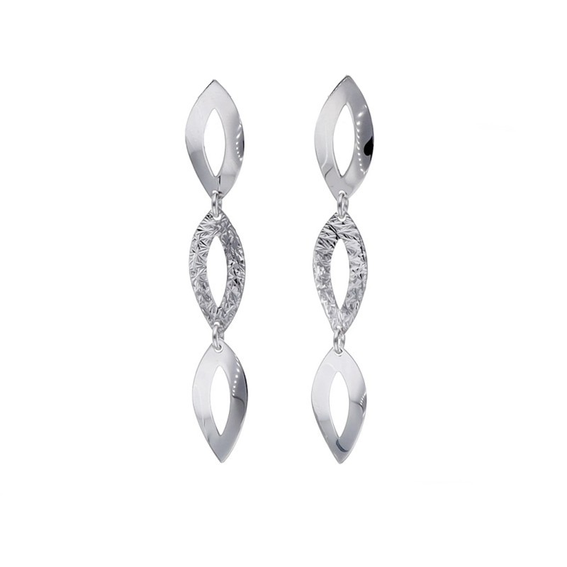 Kolczyki srebrne wiszące trzy finezyjne łezki Elegante
