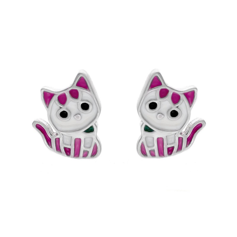 Kolczyki srebrne kotki zapinane na sztyft