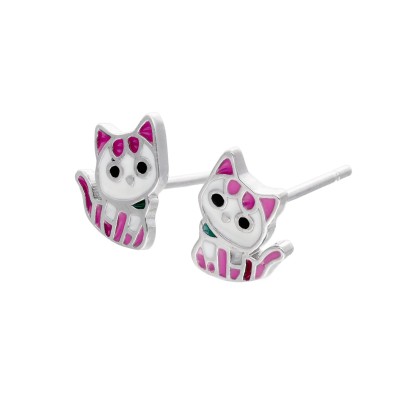 Kolczyki srebrne kotki zapinane na sztyft