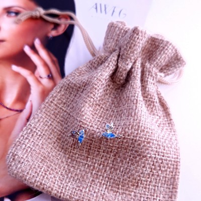 Kolczyki srebrne koliberki zapinane na sztyft