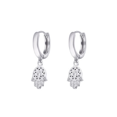 Kolczyki srebrne - kółeczka z reką Fatimy