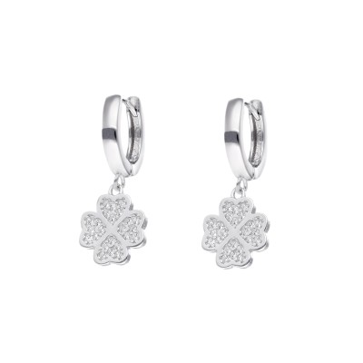 Kolczyki srebrne - kółeczka z koniczynkami