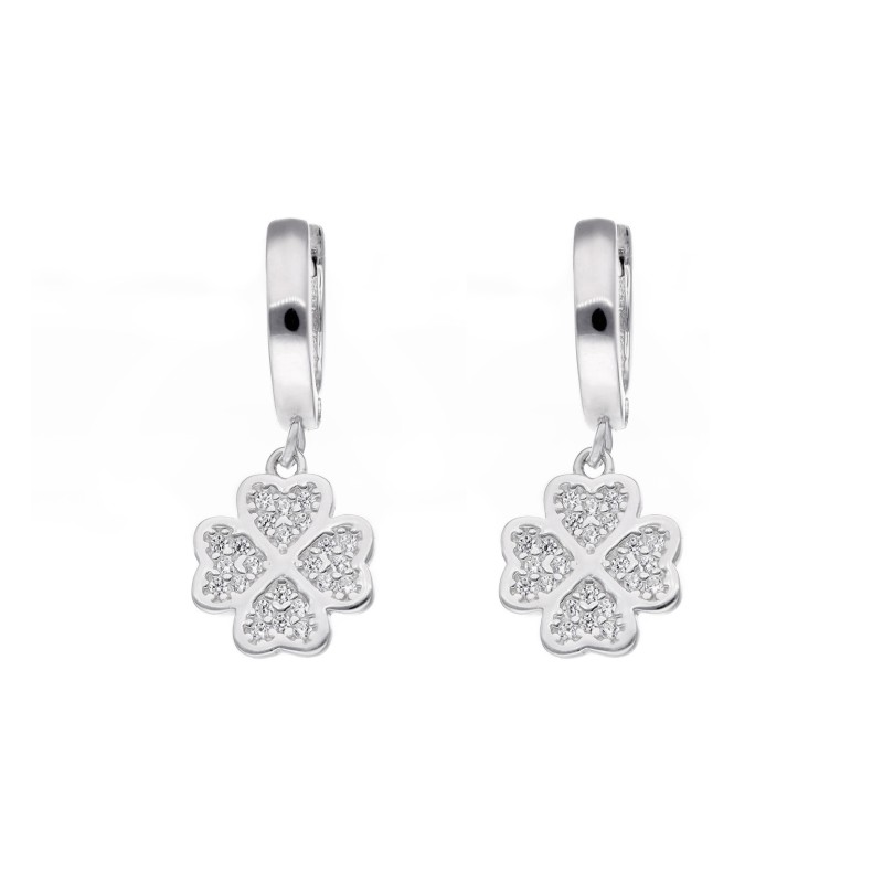 Kolczyki srebrne - kółeczka z koniczynkami