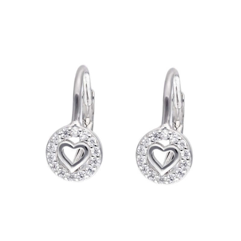 Kolczyki srebrne z sercem w kółeczku