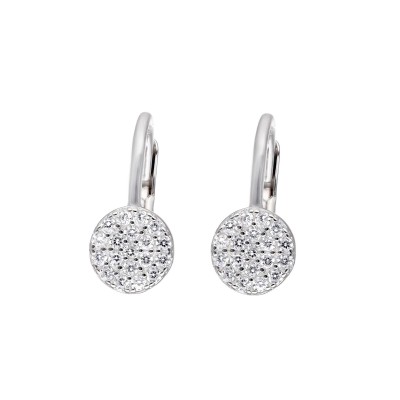 Kolczyki srebrne z cyrkoniami na zapięciu typu bigiel angielski