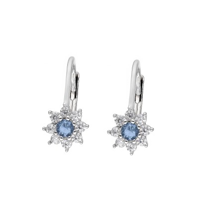 Kolczyki srebrne w kształcie kwiatka z jasnoniebieską cyrkonią