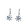 Kolczyki srebrne w kształcie kwiatka z jasnoniebieską cyrkonią
