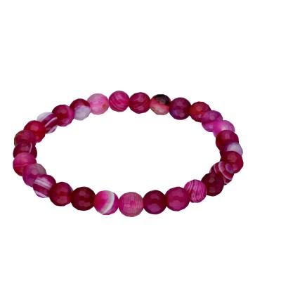 Bransoletka z agatem fasetowanym - odcienie różu