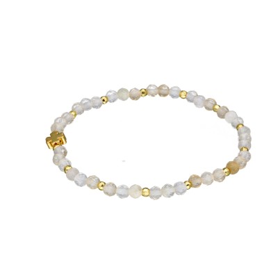 Bransoletka z cytrynem i koralikami w kolorze złotym - przekładana