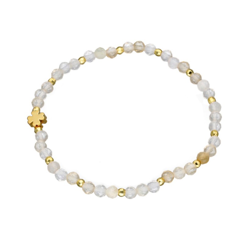 Bransoletka z cytrynem i koralikami w kolorze złotym - przekładana