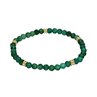 Bransoletka z agatem zielonym i koralikami w kolorze złotym - przekładana