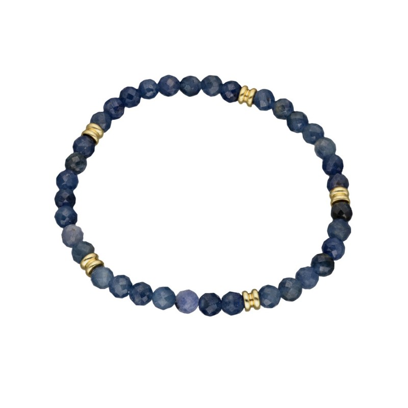 Bransoletka z szafir i koralikami w kolorze złotym - przekładana