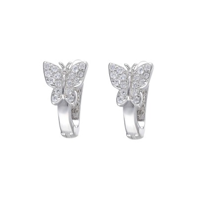 Kolczyki srebrne na angielskim zapięciu z motylkami