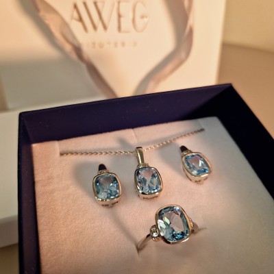 Kolczyki srebrne z topazem oraz cyrkoniami na zapięciu angielskim