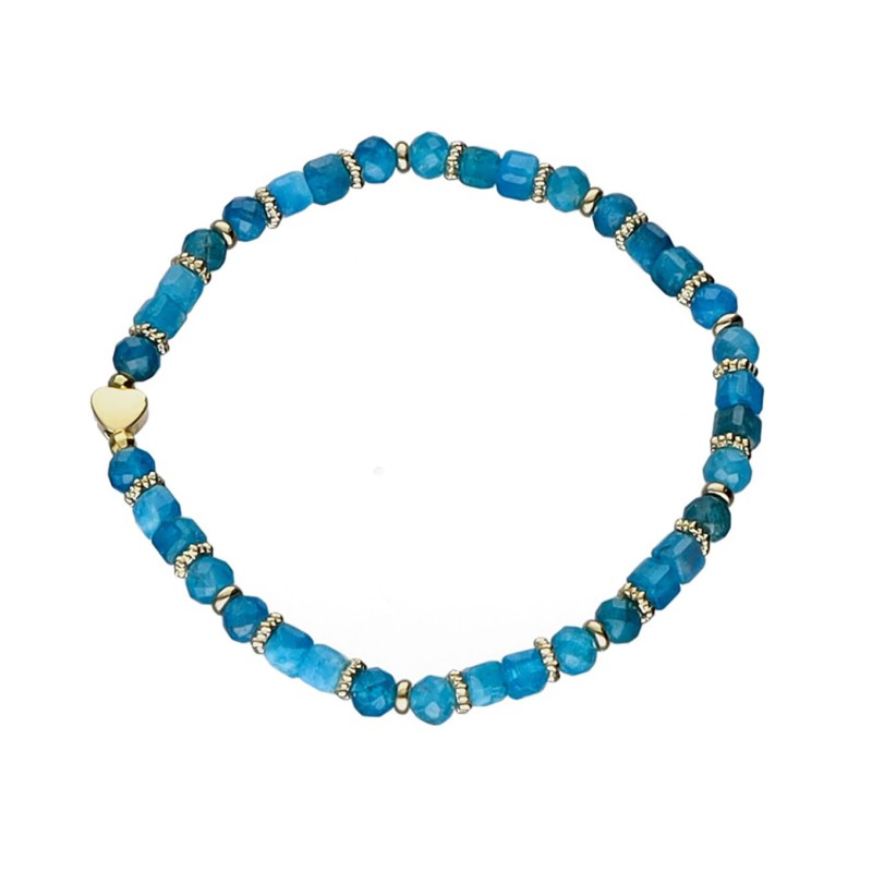 Bransoletka z apatytem i koralikami w kolorze złotym - przekładana