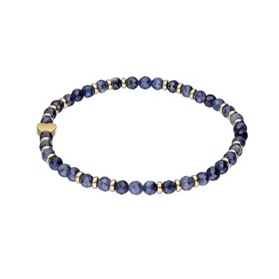 Bransoletka z szafirem i koralikami w kolorze złotym - przekładana
