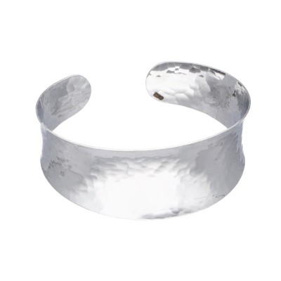 Bransoletka srebrna sztywna - szeroka o nieregularnej powierzchni