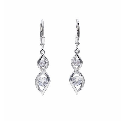 Kolczyki srebrne wiszące z cyrkoniami