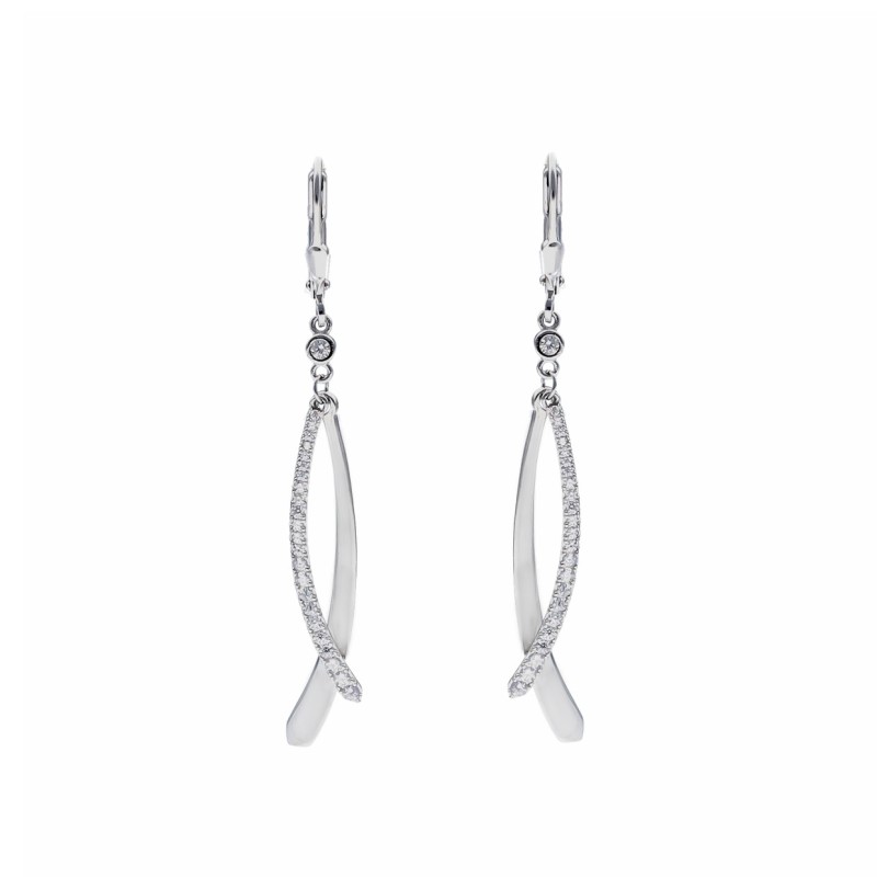Kolczyki srebrne podwójne wiszące z cyrkoniami