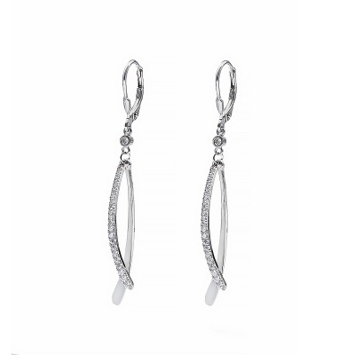 Kolczyki srebrne podwójne wiszące z cyrkoniami