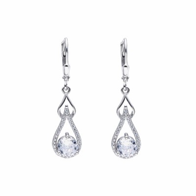 Kolczyki srebrne wiszące w kształcie łezki z cyrkonią