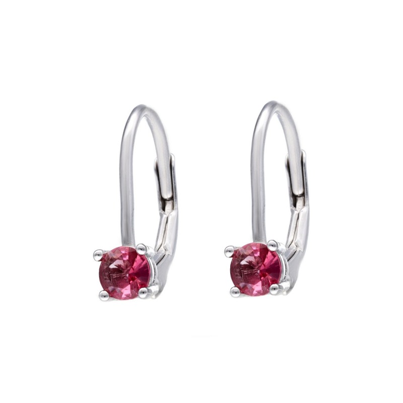 Kolczyki srebrne z różową cyrkonią