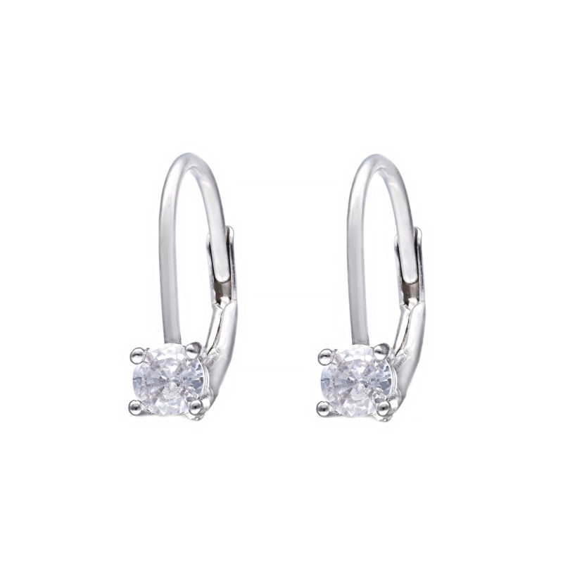 Kolczyki srebrne z cyrkonią na zapięciu typu bigiel angielski