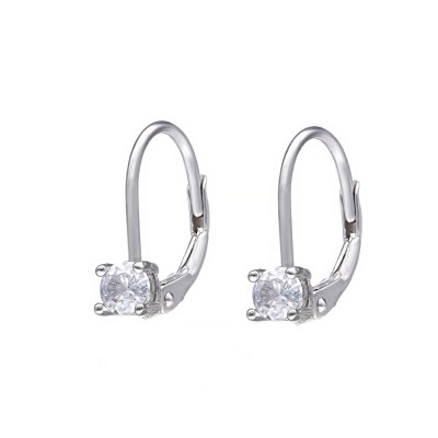 Kolczyki srebrne z cyrkonią na zapięciu typu bigiel angielski