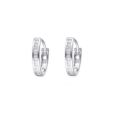 Kolczyki srebrne kółka wysadzane cyrkoniami