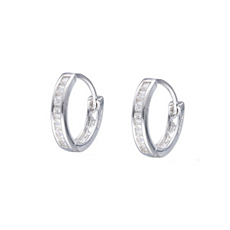 Kolczyki srebrne kółka wysadzane cyrkoniami