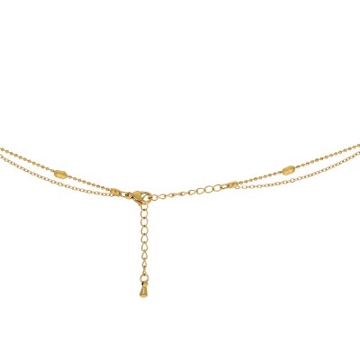 Naszyjnik stalowy złocony - ozdobny podwójny łańcuszek w sercem