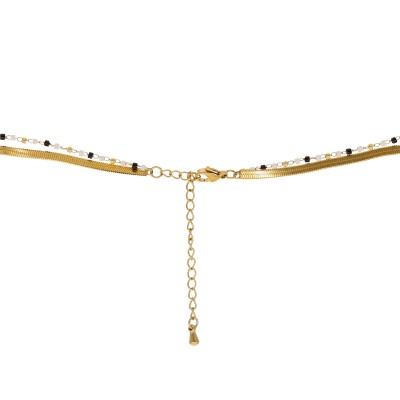 Naszyjnik stalowy złocony z taśmą oraz ozdobnym łańcuszkiem