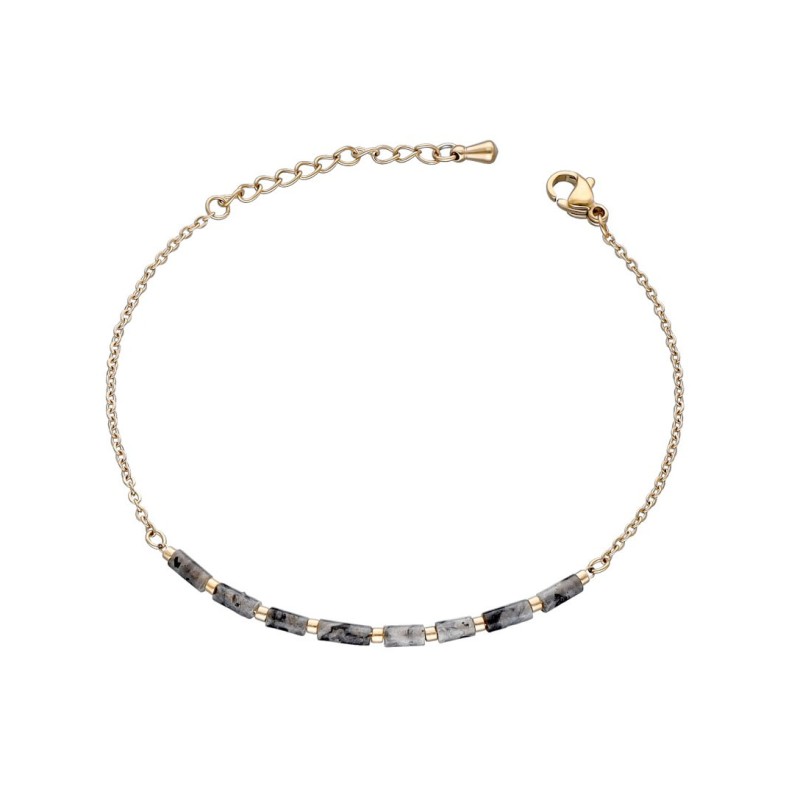 Bransoletka ze stali szlachetnej złocona delikatna z labradorytem