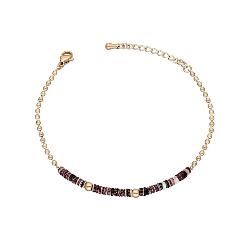 Bransoletka ze stali szlachetnej złocona delikatna z elementami muszli