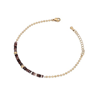 Bransoletka ze stali szlachetnej złocona delikatna z elementami muszli