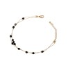 Bransoletka ze stali szlachetnej złocona z koralikami z czarnego agatu
